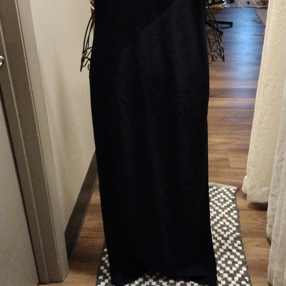 TAHARI navy VTG  Dress Beautiful Side slits sz 8 - Picture 4 of 10